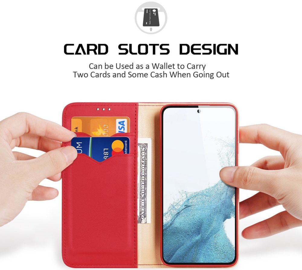 Dux Ducis Hivo Samsung Galaxy S23 Plus Hoesje RFID Book Case Rood afbeelding 2