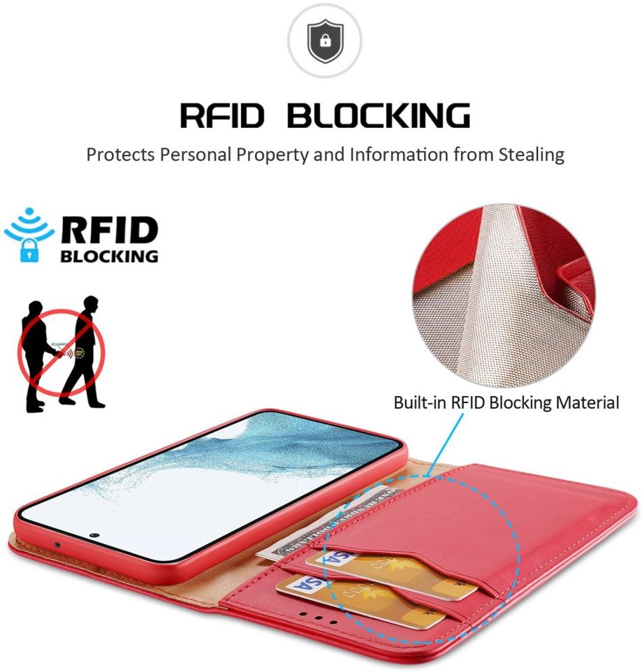 Dux Ducis Hivo Samsung Galaxy S23 Plus Hoesje RFID Book Case Rood afbeelding 3