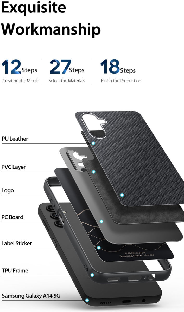 Dux Ducis Fino Samsung Galaxy A14 Hoesje Back Cover Blauw afbeelding 6