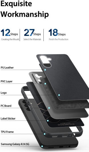 Dux Ducis Fino Samsung Galaxy A14 Hoesje Back Cover Grijs afbeelding 6