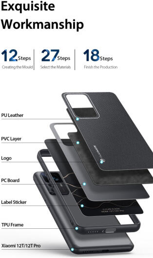 Dux Ducis Fino Xiaomi 12T / 12T Pro Hoesje Back Cover Grijs afbeelding 8
