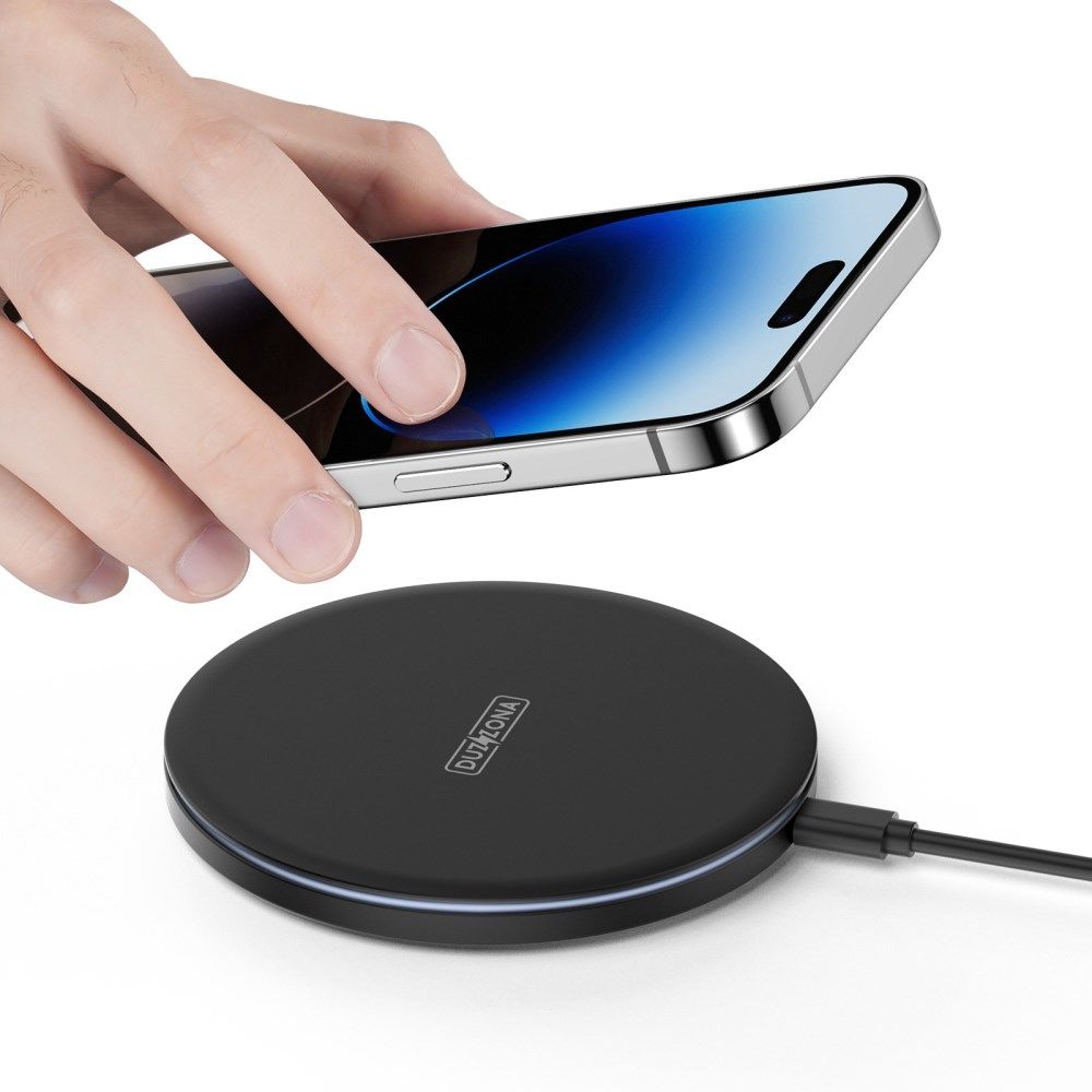 Duzzona Draadloze Oplader 15W Fast Charge met USB-C Kabel 1M Zwart afbeelding 3