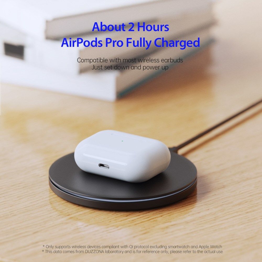 Duzzona Draadloze Oplader 15W Fast Charge met USB-C Kabel 1M Zwart afbeelding 6