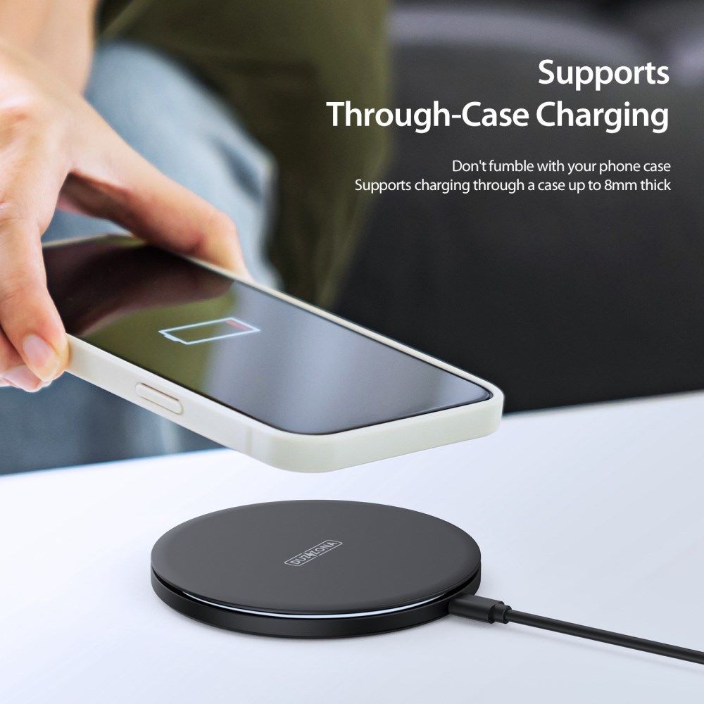 Duzzona Draadloze Oplader 15W Fast Charge met USB-C Kabel 1M Zwart afbeelding 8