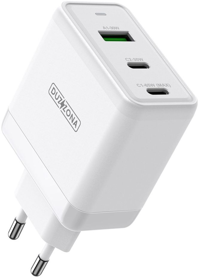 Duzzona T1 USB/USB-C GaN Snellader 65W PD 3.0/QC 3.0 Adapter Wit afbeelding 1