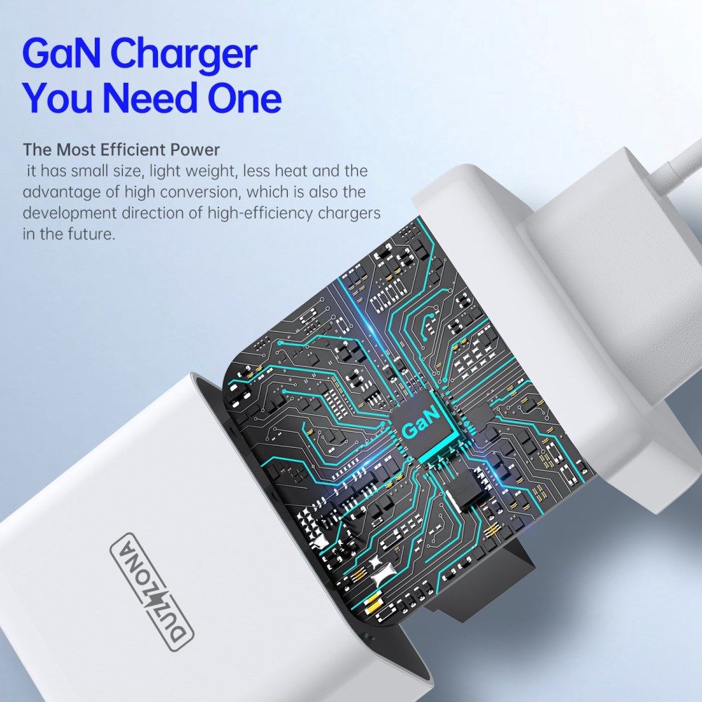 Duzzona T1 USB/USB-C GaN Snellader 65W PD 3.0/QC 3.0 Adapter Wit afbeelding 7
