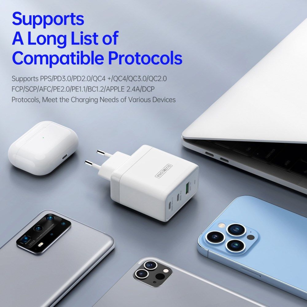 Duzzona T1 USB/USB-C GaN Snellader 65W PD 3.0/QC 3.0 Adapter Wit afbeelding 5