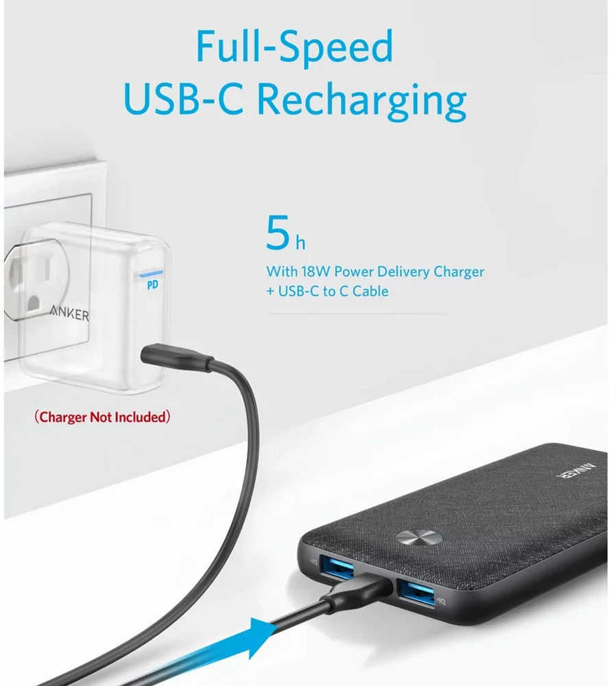 Anker PowerCore III Sense (20W) USB-C PD Powerbank 10.000 mAh Zwart afbeelding 2
