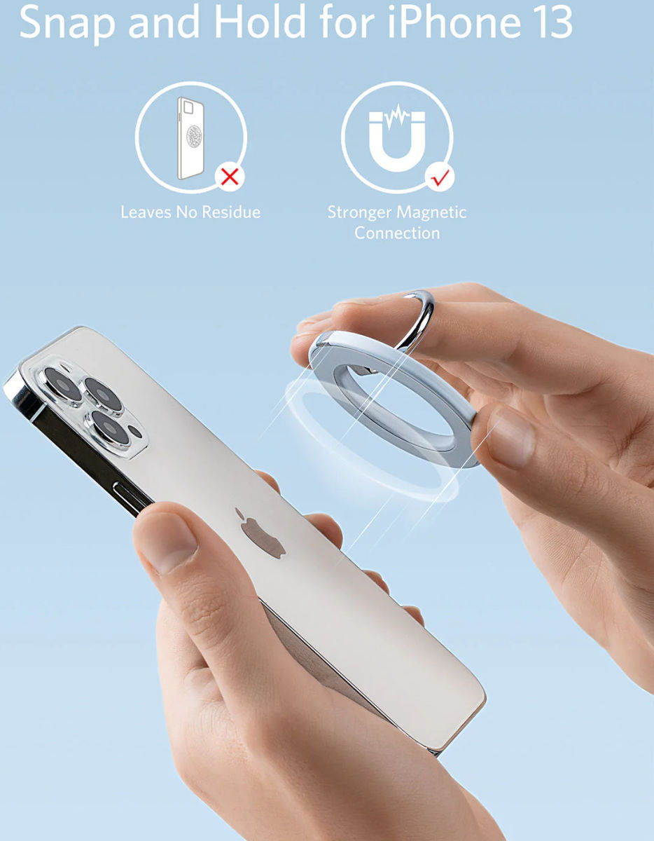 Anker MagGo Ring Houder MagSafe Standaard voor Vinger Blauw afbeelding 2