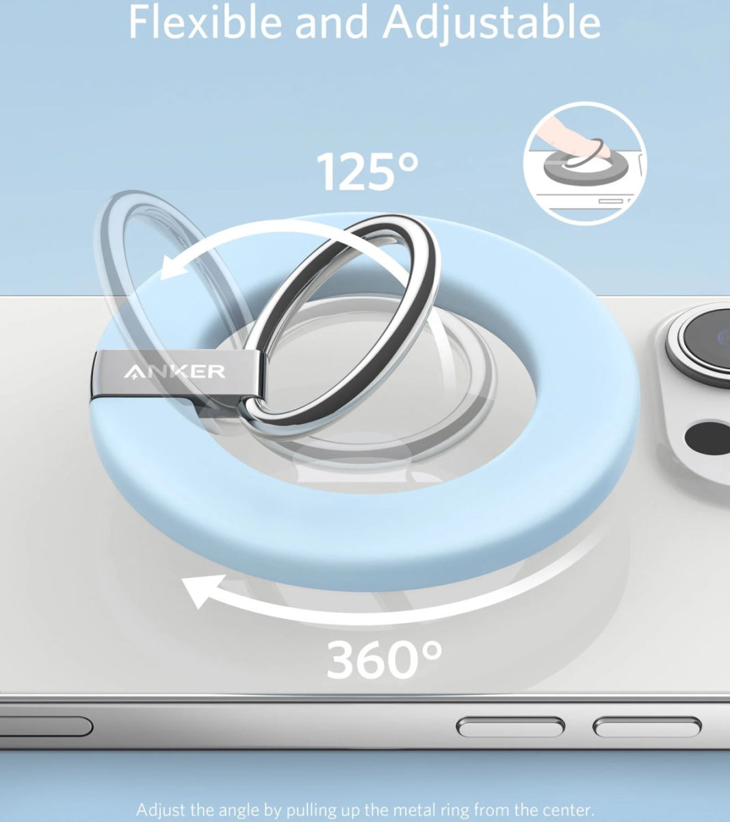 Anker MagGo Ring Houder MagSafe Standaard voor Vinger Blauw afbeelding 4