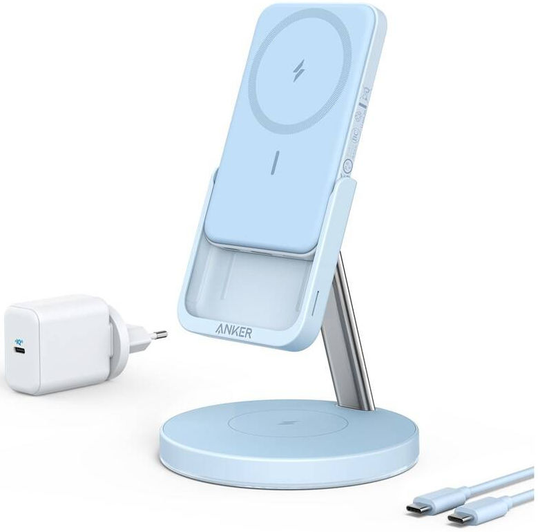 Anker 633 PowerWave MagGo 2-in-1 MagSafe Oplader + 5K Powerbank Blauw afbeelding 1