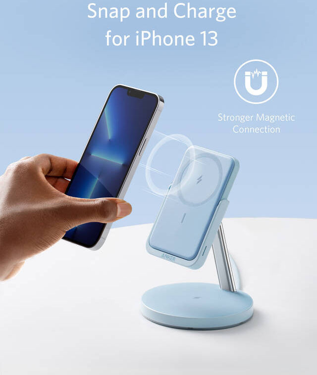 Anker 633 PowerWave MagGo 2-in-1 MagSafe Oplader + 5K Powerbank Blauw afbeelding 2
