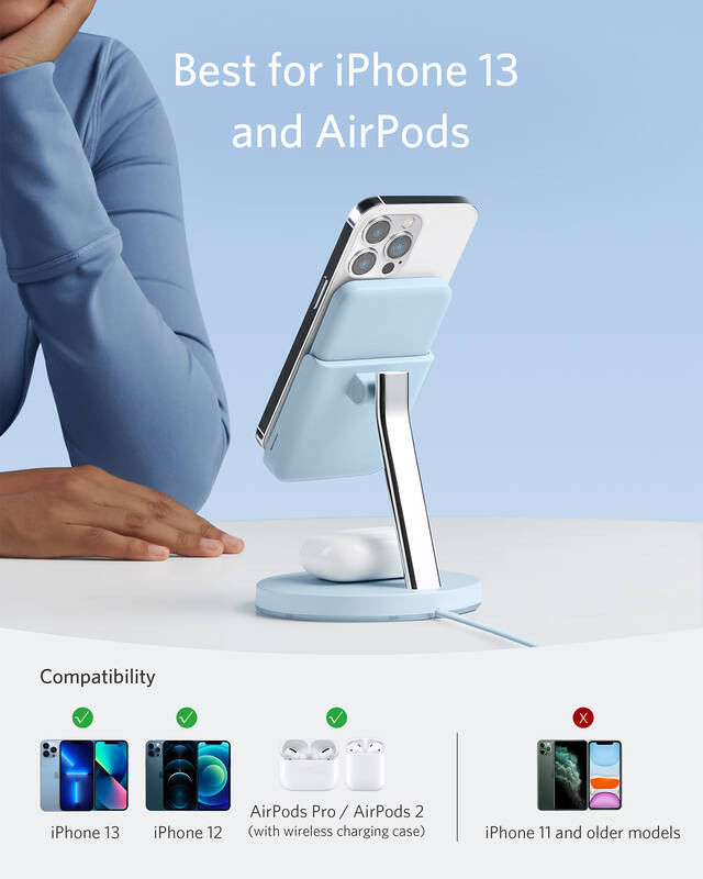 Anker 633 PowerWave MagGo 2-in-1 MagSafe Oplader + 5K Powerbank Blauw afbeelding 4