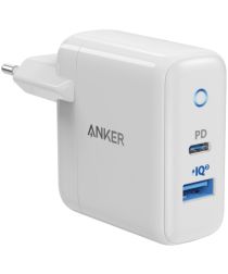 Anker PowerPort 35W PD Snellader Adapter met USB en USB-C Wit