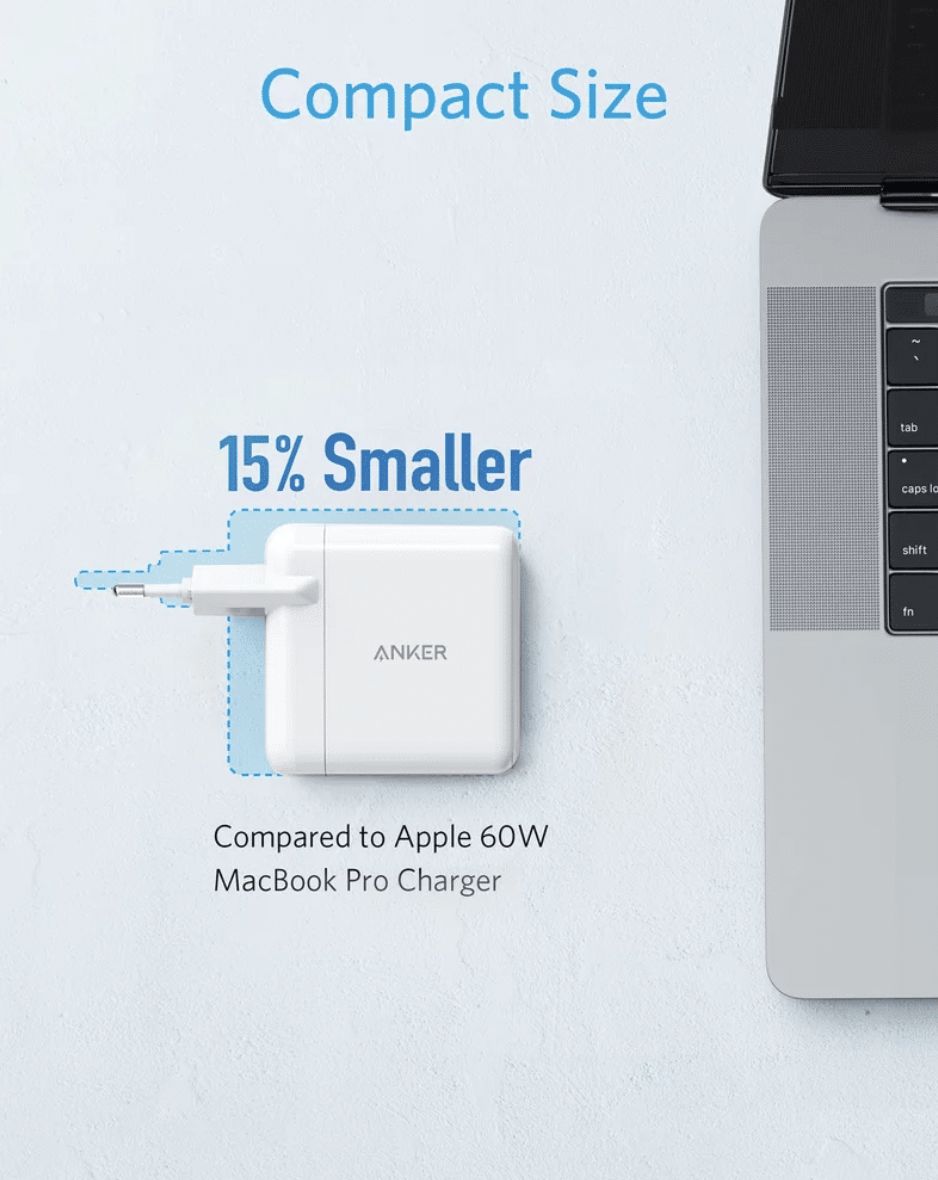 Anker PowerPort (35W) Power Delivery 3.0 USB-A en USB-C Adapter Wit afbeelding 3