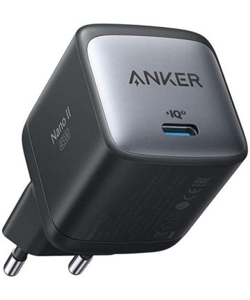 Anker PowerPort 713 Nano II (45W) GaN Compacte USB-C Snellader Zwart Opladers