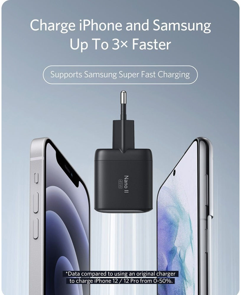 Anker PowerPort 713 Nano II (45W) GaN Compacte USB-C Snellader Zwart afbeelding 2