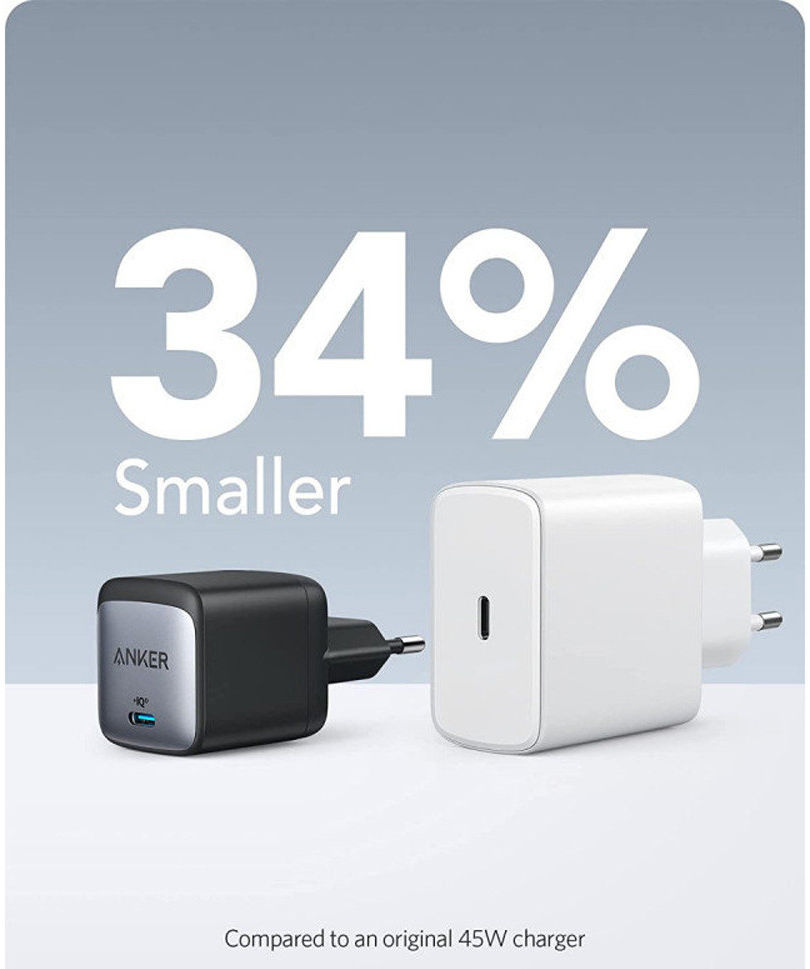 Anker PowerPort 713 Nano II (45W) GaN Compacte USB-C Snellader Zwart afbeelding 4
