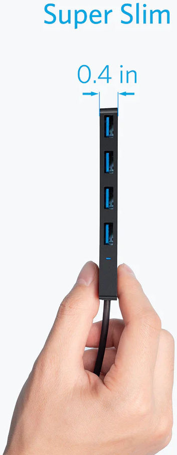 Anker Ultra Slim 4-Port USB 3.0 Data Hub - USB naar 4x USB 3.0 Zwart afbeelding 6