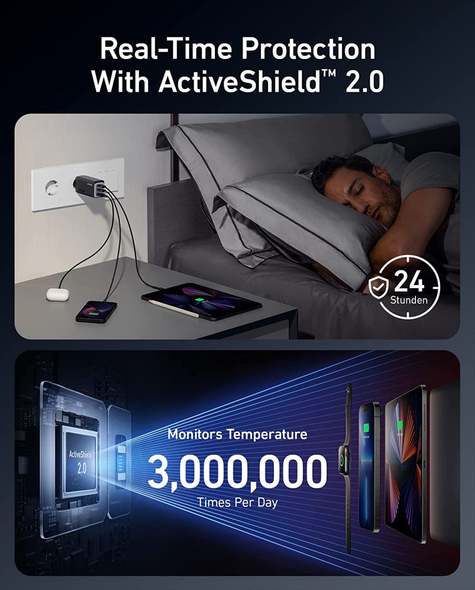 Anker 737 GaNPrime (120W) Fast Charge USB-C en USB-A Adapter Zwart afbeelding 4
