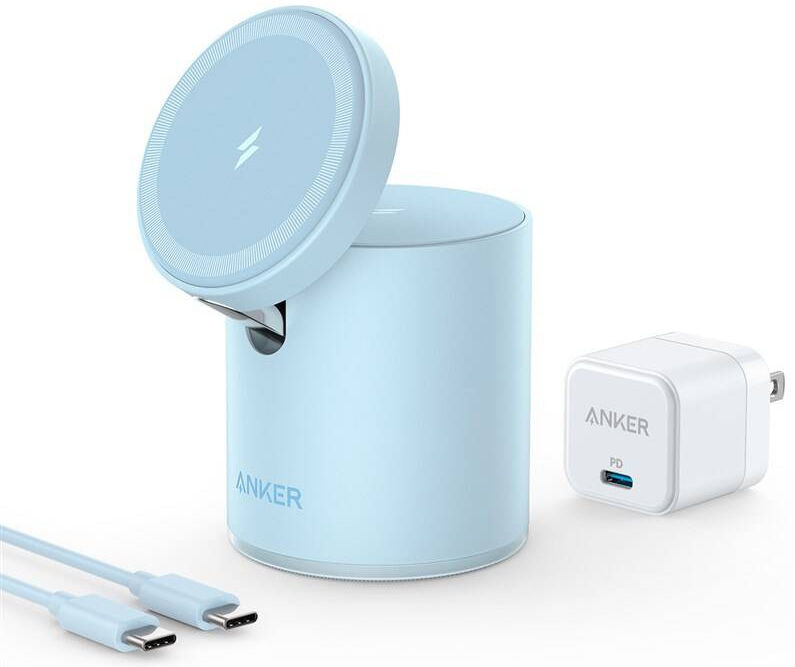 Anker 623 PowerWave MagGo MagSafe Oplaaddock + USB-C Lader Blauw afbeelding 1