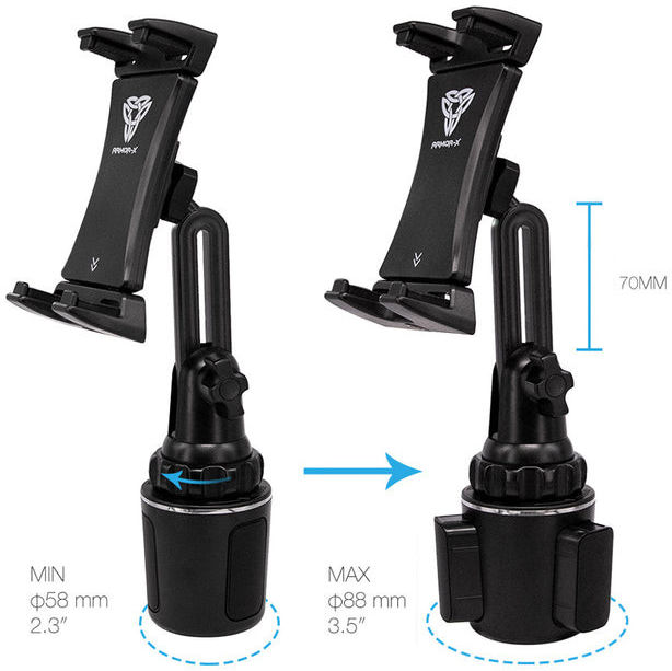 Armor X Universele Telefoon/Tablet Houder voor Bekerhouder Auto Zwart afbeelding 6