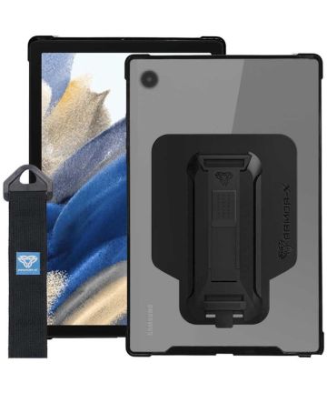Armor-X Samsung Galaxy Tab A8 Hoes Shockproof met Strap Zwart Hoesjes