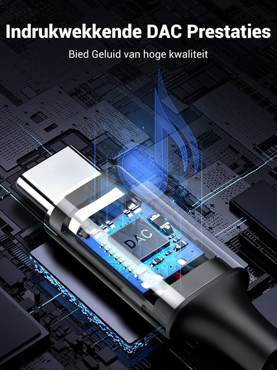 UGREEN USB-C naar 3.5mm Jack Audio Adapter met DAC Chip Grijs 1M afbeelding 5