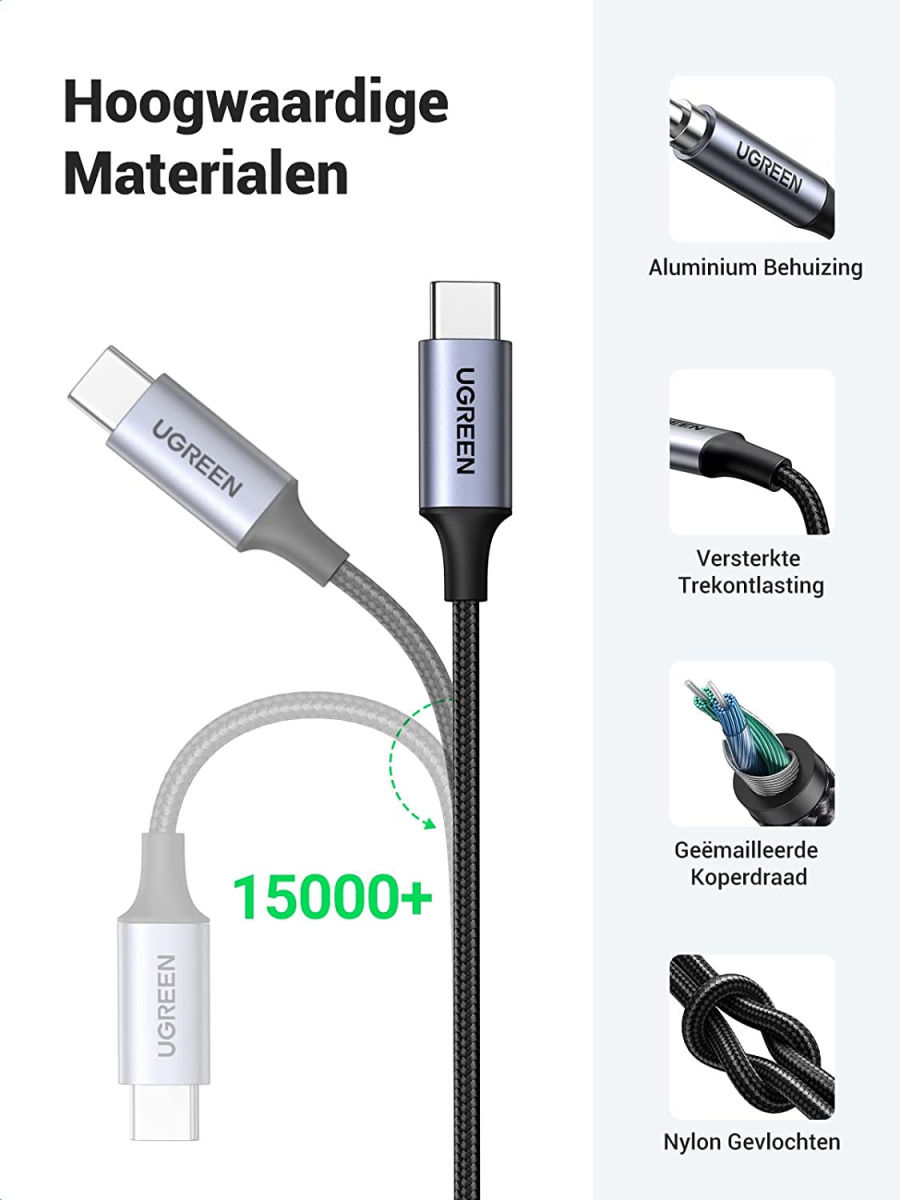 UGREEN USB-C naar 3.5mm Jack Audio Adapter met DAC Chip Grijs 1M afbeelding 8