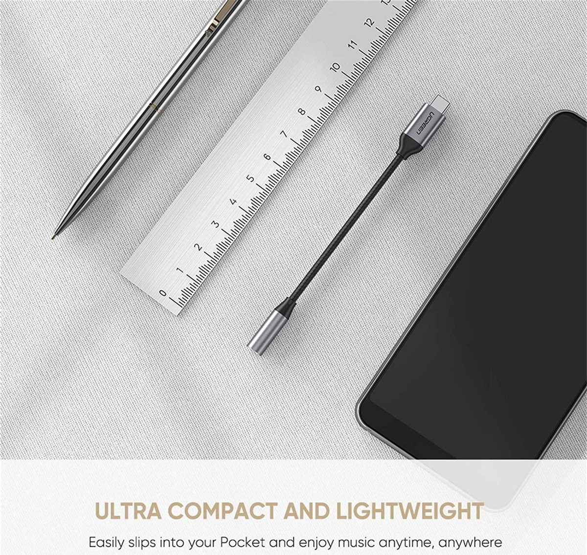 UGREEN USB-C naar 3.5mm Jack Female Audio Adapter 10CM Grijs afbeelding 6