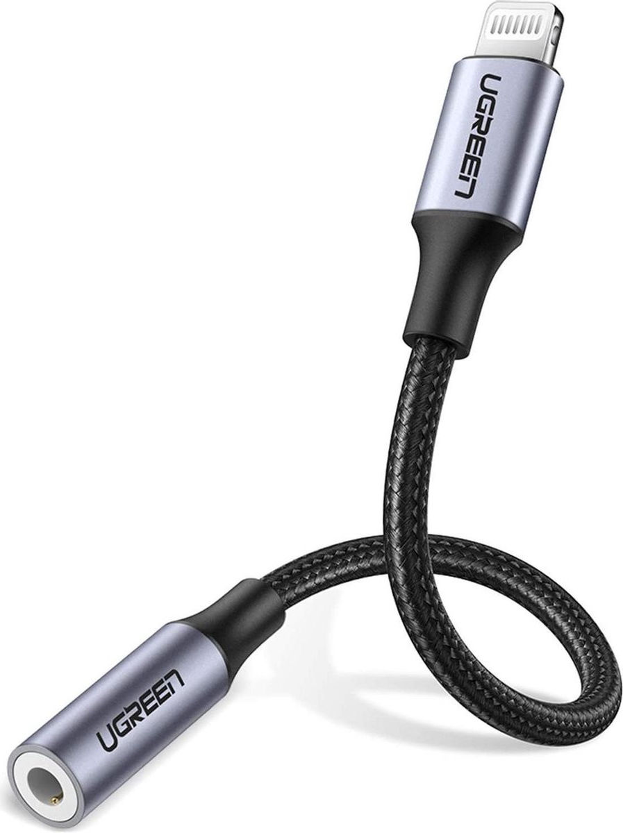 UGREEN Apple Lightning naar 3.5mm Jack Headset Adapter 10CM Zwart afbeelding 2
