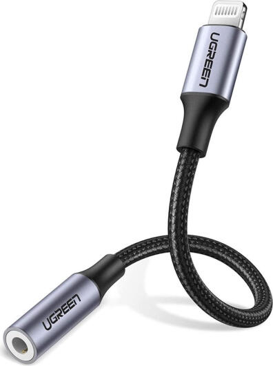 UGREEN Apple Lightning naar 3.5mm Jack Headset Adapter 10CM Zwart afbeelding 2