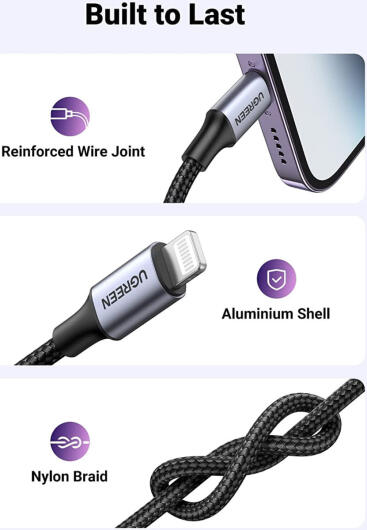UGREEN Apple Lightning naar 3.5mm Jack Headset Adapter 10CM Zwart afbeelding 10