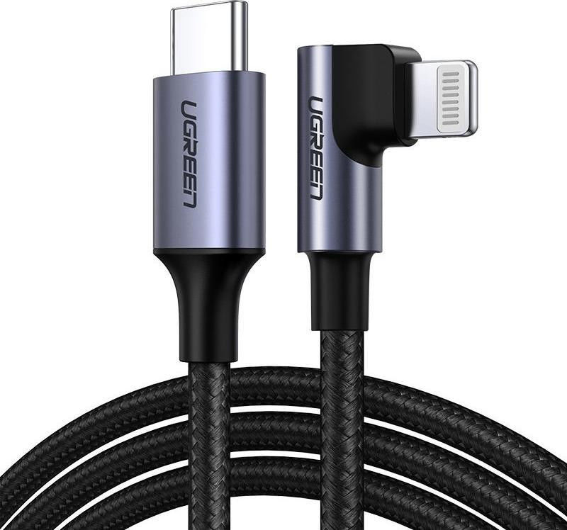 UGREEN 3A 90° MFi USB-C naar Lightning Kabel PD met Haakse Hoek 1.5M afbeelding 1