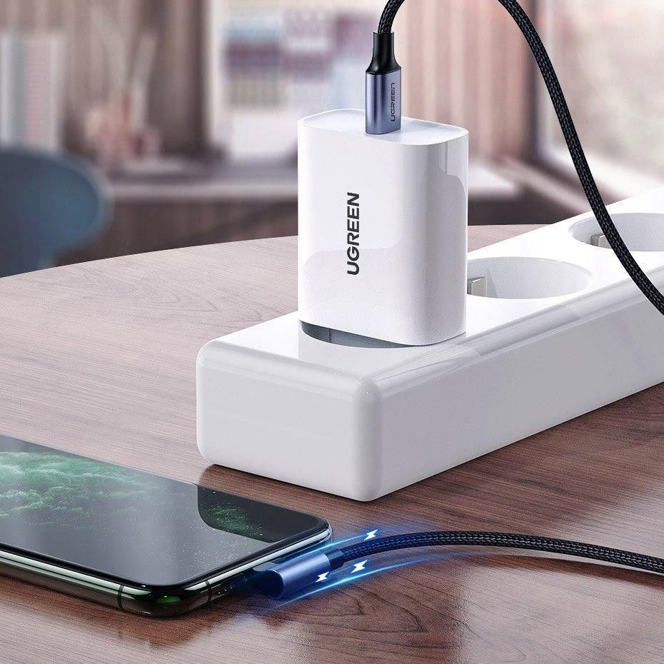 UGREEN 3A 90° MFi USB-C naar Lightning Kabel PD met Haakse Hoek 1.5M afbeelding 2