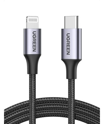 UGREEN 3A USB-C naar Apple Lightning Kabel PD 20W MFi 1M Zwart Kabels