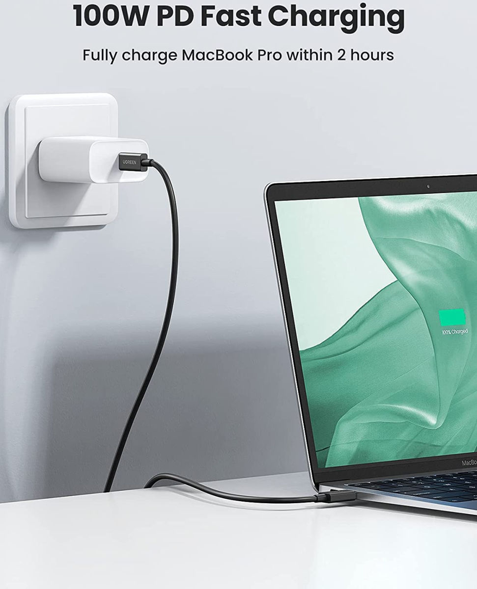 UGREEN USB-C Thunderbolt 4 Video Kabel 100W PD 0.8M Zwart afbeelding 3
