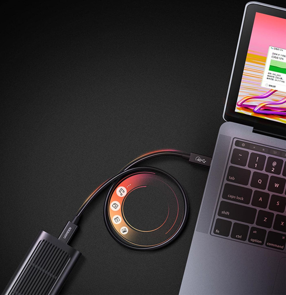 UGREEN USB-C naar USB-C Thunderbolt 4 Kabel 100W PD 2M Zwart afbeelding 9