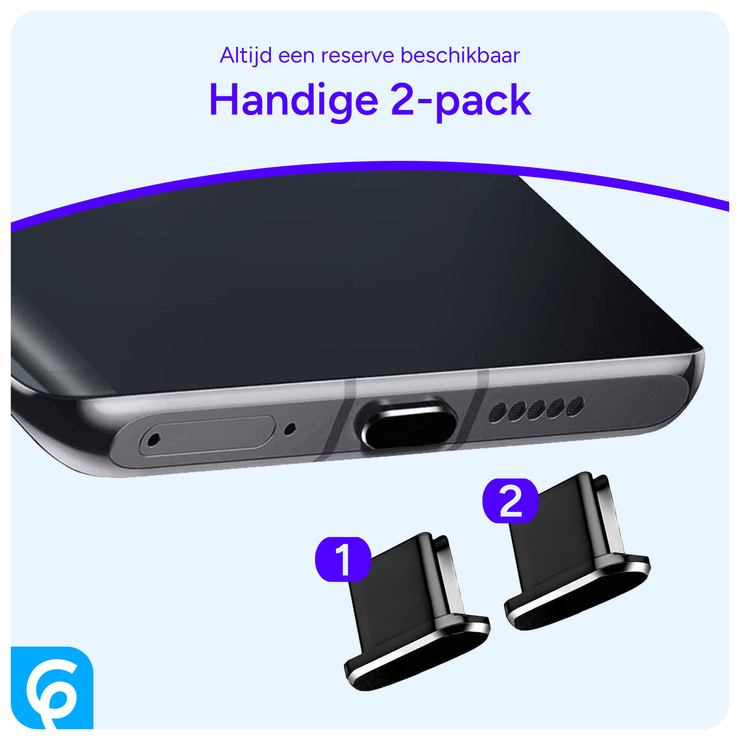 Stofdichte Plug (2-Pack) voor USB-C poort Zwart afbeelding 3