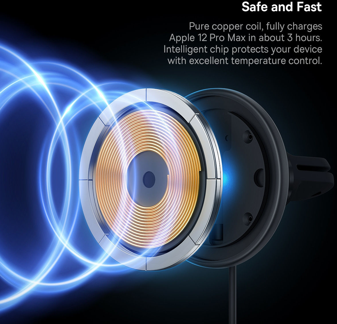 Baseus Autolader 25W met MagSafe Ventilatierooster Houder 15W Zwart afbeelding 7