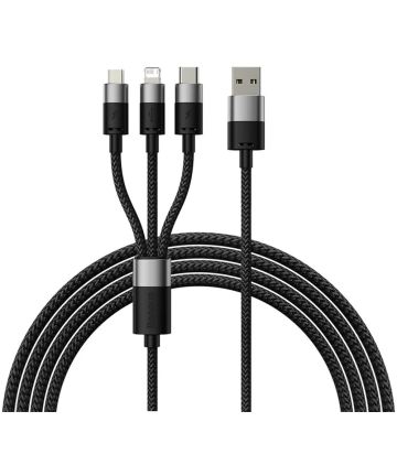Baseus USB naar Lightning/USB-C/Micro USB Kabel 3.5A 1.2M Zwart Kabels