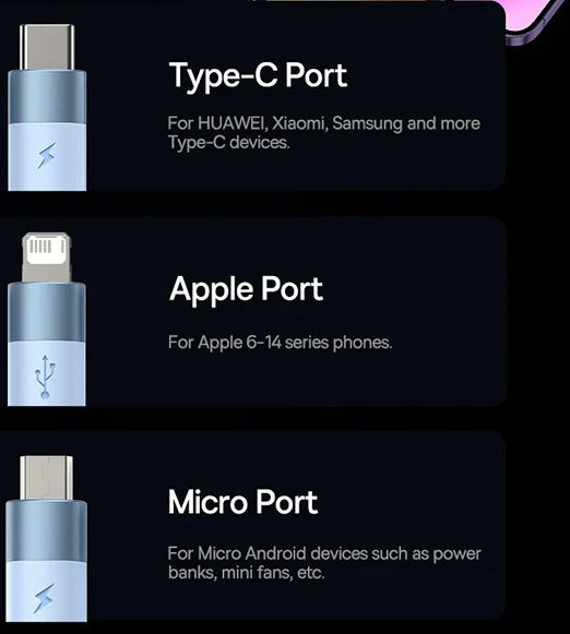 Baseus USB 3-in1 Lightning/USB-C/Micro USB Kabel 3.5A 1.2M Zwart afbeelding 8
