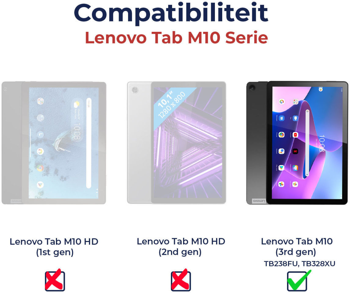 Lenovo Tab M10 Gen 3 (10.1) Hoes Tri-Fold Book Case Blauw afbeelding 5