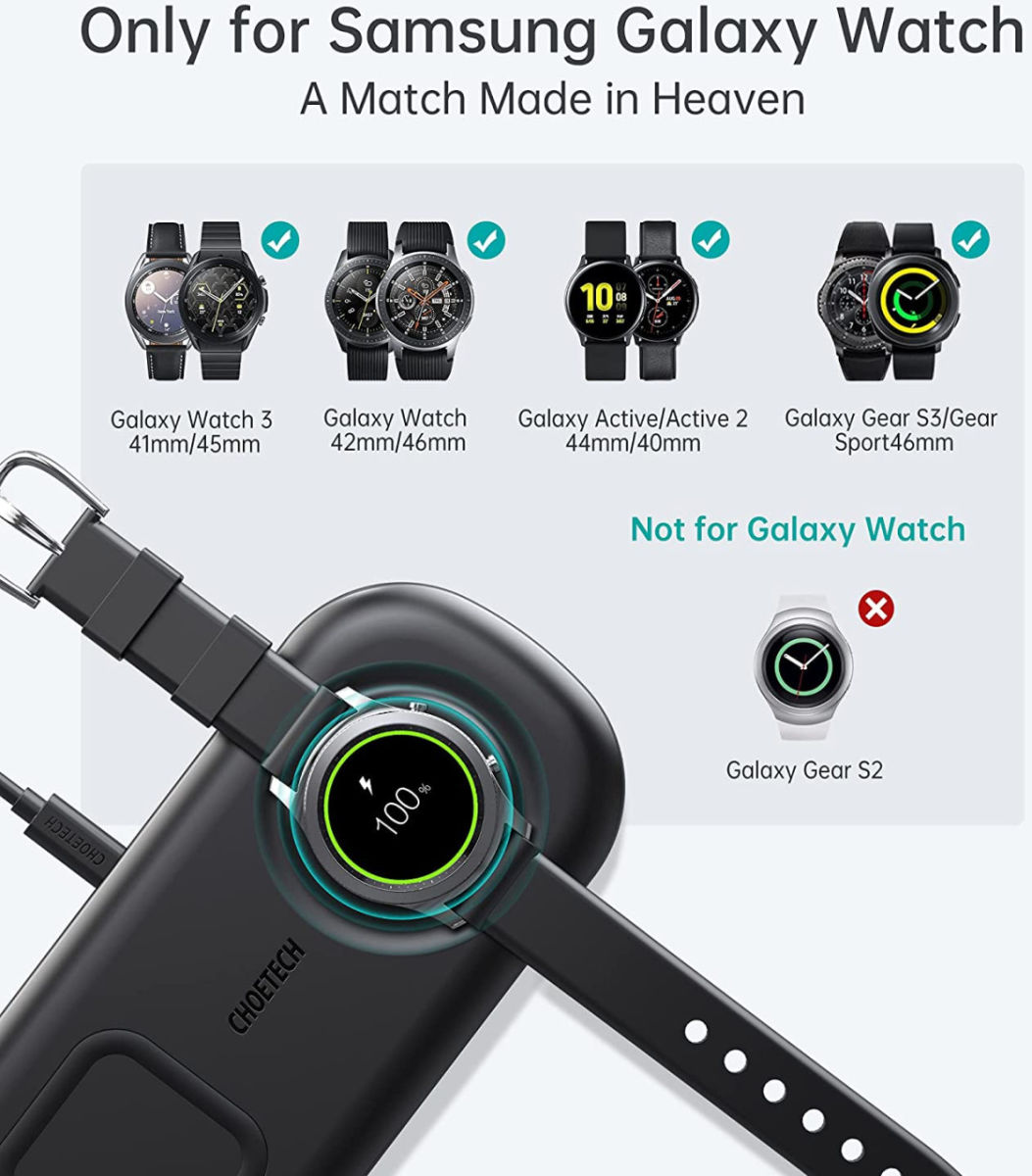 Choetech 2-in-1 Draadloze Oplader 15W Smartphone/Samsung Watch/Oortjes afbeelding 5