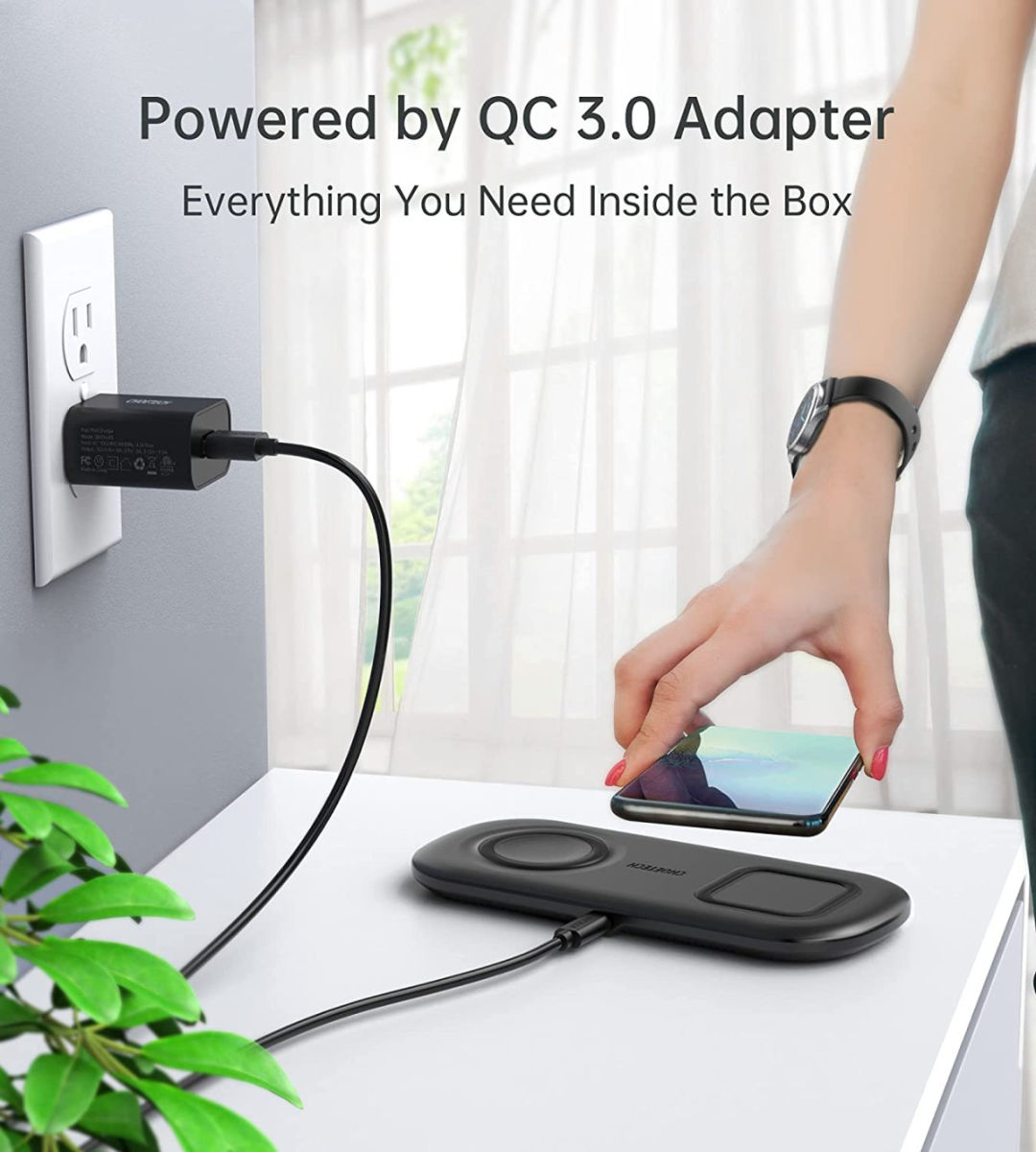 Choetech 2-in-1 Draadloze Oplader 15W Smartphone/Samsung Watch/Oortjes afbeelding 6