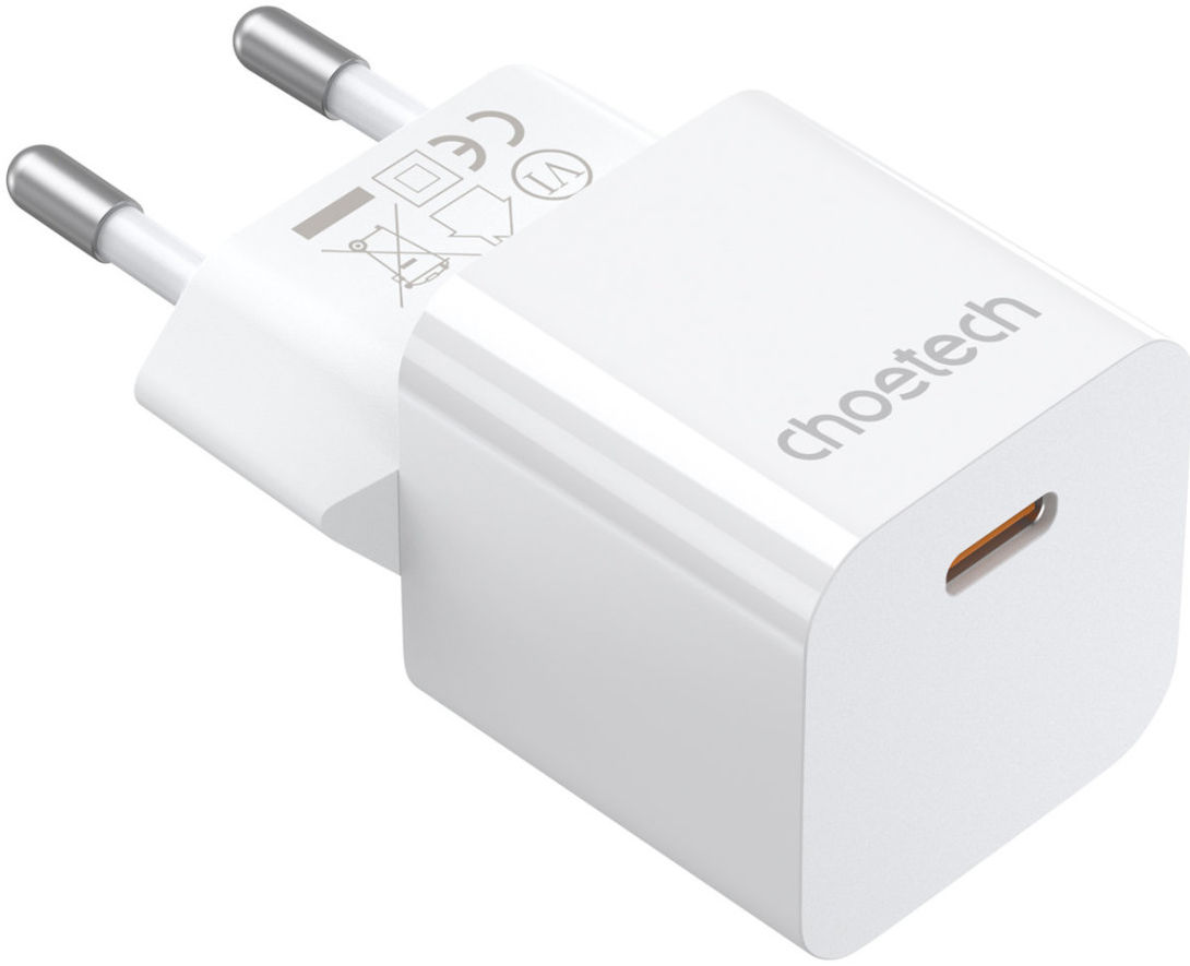 Choetech PD5010 Mini 20W PD 3.0 USB-C Snellader GaN Adapter Wit afbeelding 1