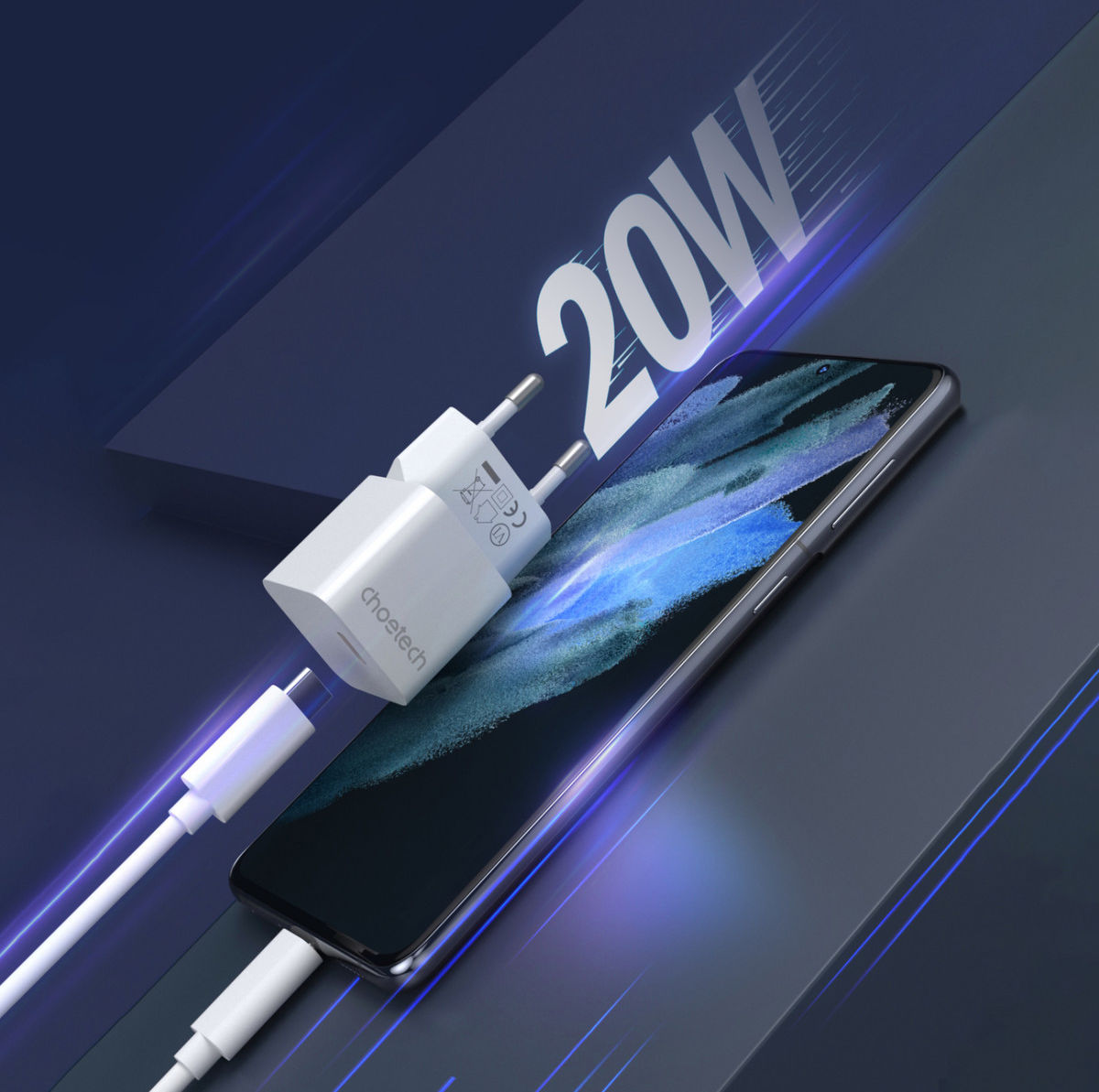 Choetech PD5010 Mini 20W PD 3.0 USB-C Snellader GaN Adapter Wit afbeelding 3