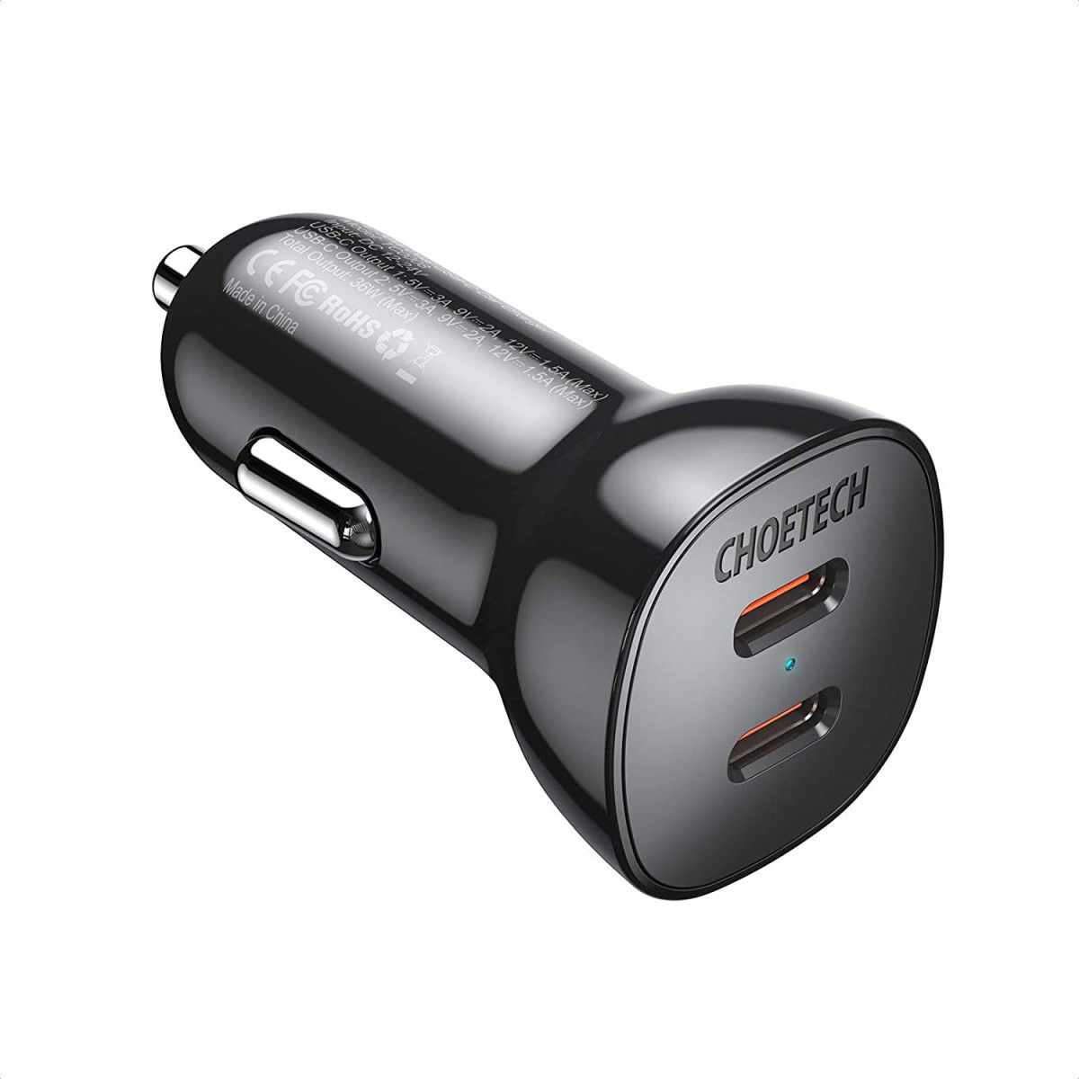 Choetech Dual USB-C Auto Snellader 40W Power Delivery en Quick Charge afbeelding 7