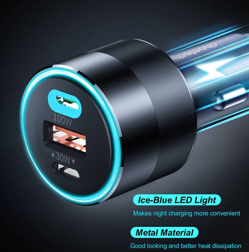 Choetech 3A USB/USB-C Auto Snellader 130W met Power Delivery en QC 4.0 afbeelding 6