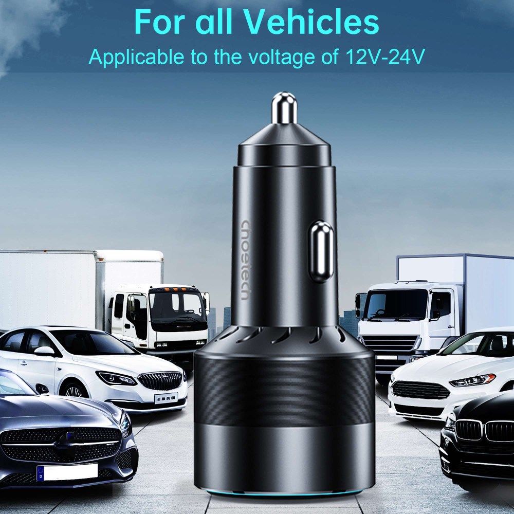 Choetech 3A USB/USB-C Auto Snellader 130W met Power Delivery en QC 4.0 afbeelding 9